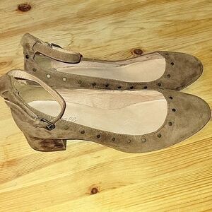 Madewell Inez suede studded ankle strap heels